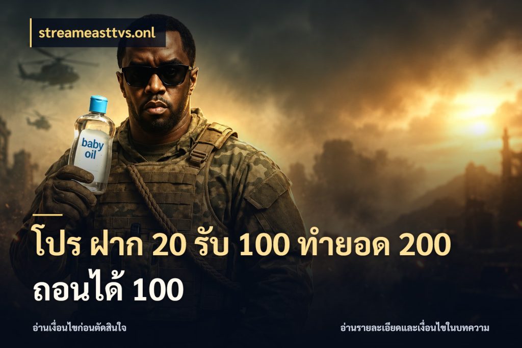 โปร ฝาก 20 รับ 100 ทำยอด 200 ถอนได้ 100 รูปแบบโบนัสกับสิทธิ์ของสายเกม กับ streameasttvs.onl