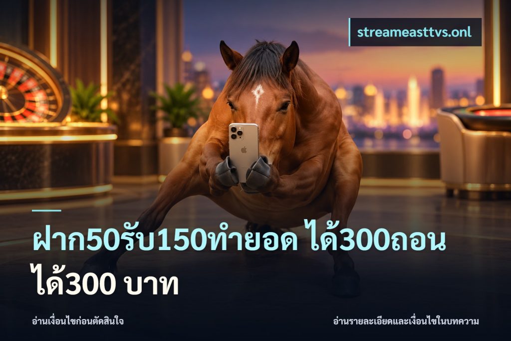 ฝาก50รับ150ทำยอด ได้300ถอนได้300 บาท