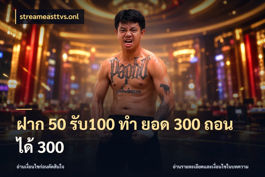 ฝาก 50 รับ100 ทํา ยอด 300 ถอนได้ 300 สีสันของโปรฝากและยอดรับ ในมุม streameasttvs.onl
