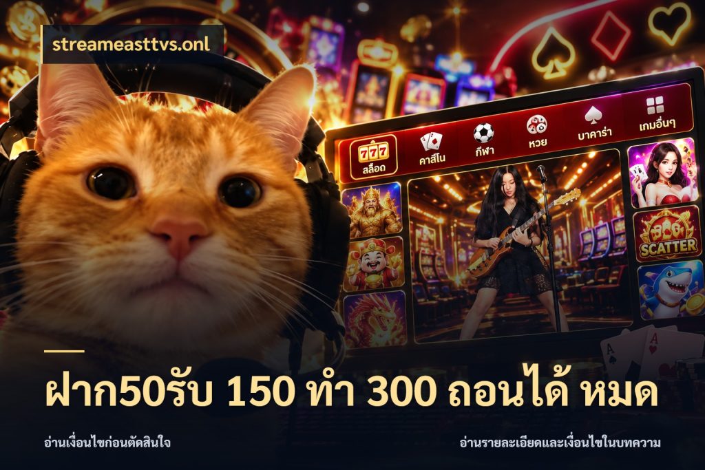 ฝาก50รับ 150 ทำ 300 ถอนได้ หมด สีสันของโปรฝากและยอดรับ ในมุม streameasttvs.onl