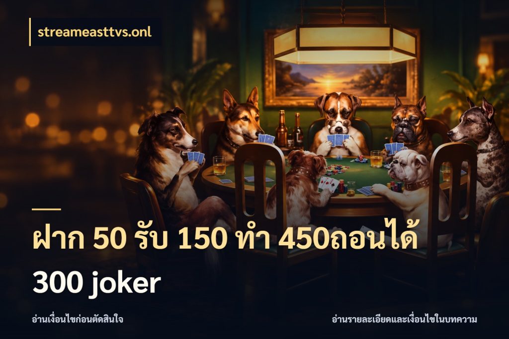 ฝาก 50 รับ 150 ทํา 450ถอนได้ 300 joker โปรยอดรับที่สายเกมสนใจ กับ streameasttvs.onl